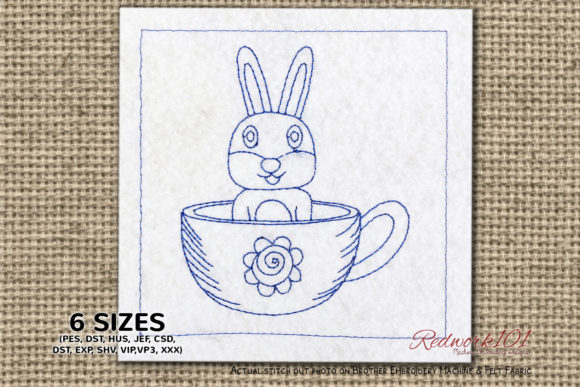 Review: Easter Bunny in Coffee Cup Redwork Design