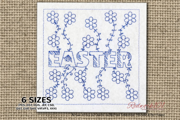 Review: Easter Text with Floral Pattern Redwork