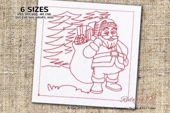 Review: Santa Claus with Gift Redwork for Merch