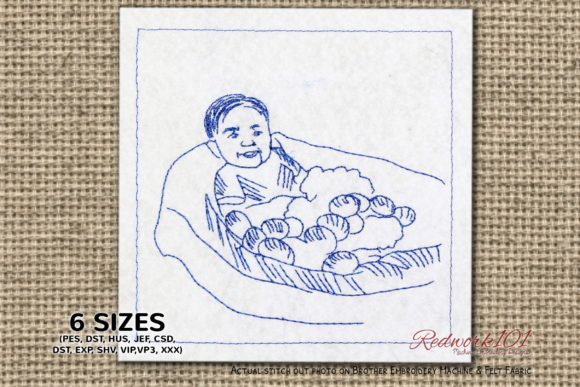 Reviewing Baby Boy with Easter Eggs Redwork for Etsy