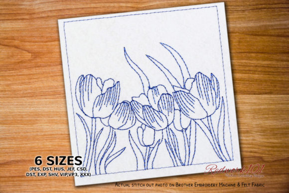 Reviewing the Bunch of Tulip Flowers Blooming Redwork