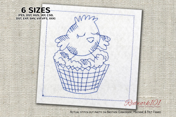 Reviewing the Easter Cup Cake Redwork Design